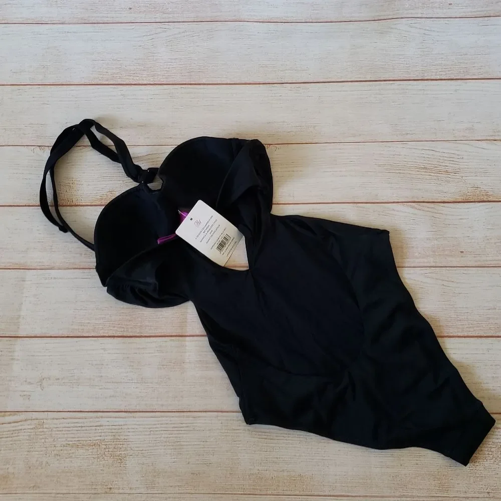 L'Agent by Agent Provocateur Adrina Halter Cutout One-Piece Swimsuit Black XS